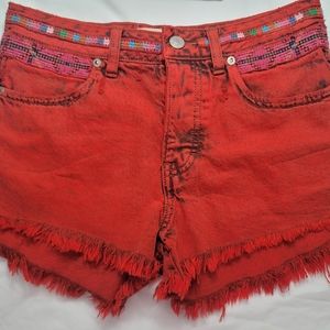 Free People size 24 Sun Break Red Shorts